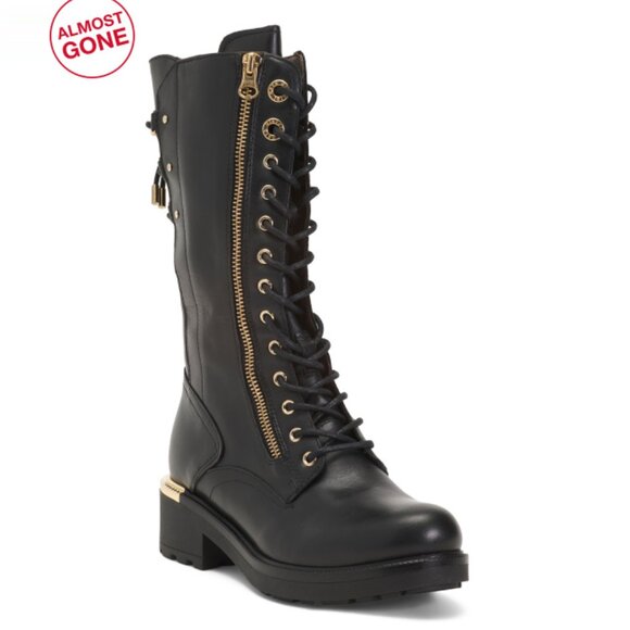 NEROGIARDINI Black Made In Italy Leather Zipper Metallic Heeled Boots - Picture 1 of 2